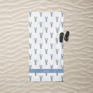 Wasserfarben Blau New England Lobster Strandtuch