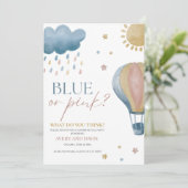 Wasserfarben Blau oder Rosa Geschlechtsenthüllung Einladung (Stehend Vorderseite)