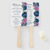 Wasserfarben Blau und Lila Sommer-Blume Hochzeit Fächer (Vorne und Hinten)