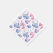 Wasserfarben Blau und Pink Hydrangeas Blumenmuster Serviette (Ecke)