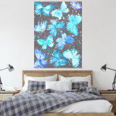 Wasserfarben Blau und Türkis Schmetterlinge 1. Leinwanddruck (Insitu (Schlafzimmer))