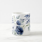 Wasserfarben Blau und Weiß BlumenBouquet Kaffeetasse (Mittel)