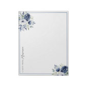 Wasserfarben Blau und Weiß BlumenBouquet Notizblock (Rotiert)