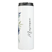 Wasserfarben Blau und Weiß BlumenBouquet Thermosbecher (Rückseite)