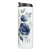Wasserfarben Blau und Weiß BlumenBouquet Thermosbecher (Nach rechts gedreht)