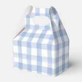 Wasserfarben Blau und Weiß Gingham Wappen Geschenkschachtel (Vorderseite)