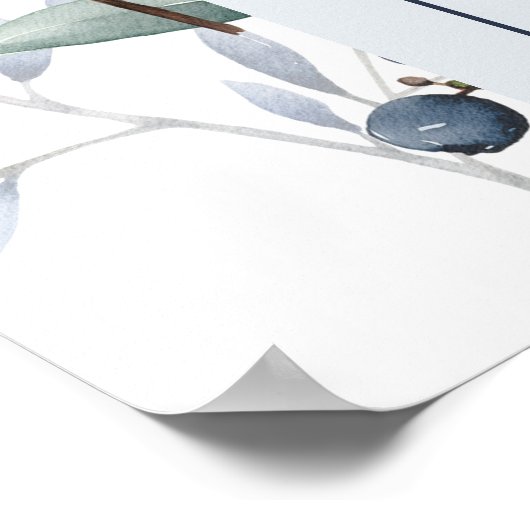 Wasserfarben-Blaubeere schätzen das Fälligkeitsdat Poster (Ecke)