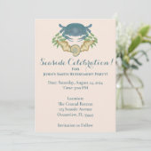 Wasserfarben, blaue Krebserhaltung Save the Date Einladung (Stehend Vorderseite)