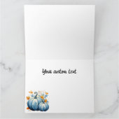 Wasserfarben, blaue Pumpkins und Herbstleaves Karte (Innenseite)