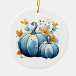 Wasserfarben, blaue Pumpkins und Herbstleaves Keramik Ornament