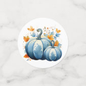 Wasserfarben, blaue Pumpkins und Herbstleaves Konfetti (Klein Vorderseite)