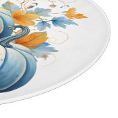 Wasserfarben, blaue Pumpkins und Herbstleaves Schneidebrett (Ecke)