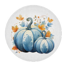 Wasserfarben, blaue Pumpkins und Herbstleaves