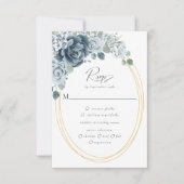 Wasserfarben, blauer Blumenkohl - Optionen Hochzei RSVP Karte (Vorderseite)