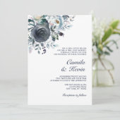 Wasserfarben Blauer Marmorbruch Einladung (Stehend Vorderseite)