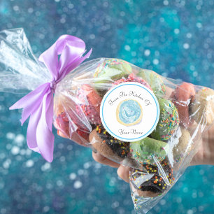 Wasserfarben-blauer Zuckerkeks aus der Küche von Runder Aufkleber