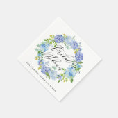 Wasserfarben-Blaues Hydrangeas-Brautparty Serviette (Ecke)
