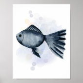Wasserfarben Blaues tropisches Fischmotiv Poster (Vorne)