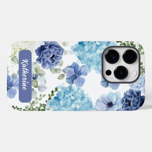 Wasserfarben bläulich blauer Hydrangea stilvoll Case-Mate iPhone Hülle (Rückseite (Horizontal))