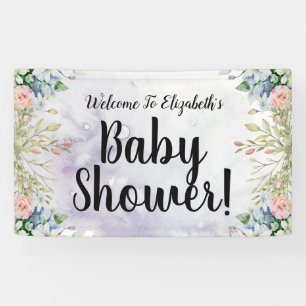 Wasserfarben-Blume Babydusche Banner