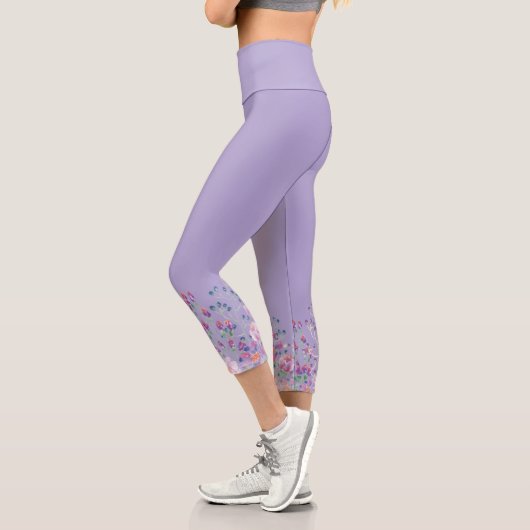 Wasserfarben-Blume Capri Leggings (Links)