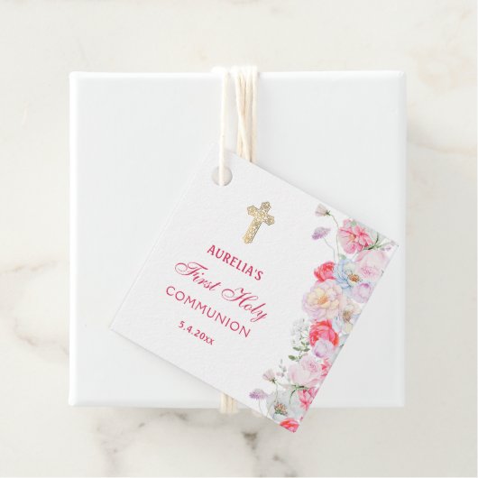 Wasserfarben Blume Erste Kommune Geschenkanhänger (Beispiel)