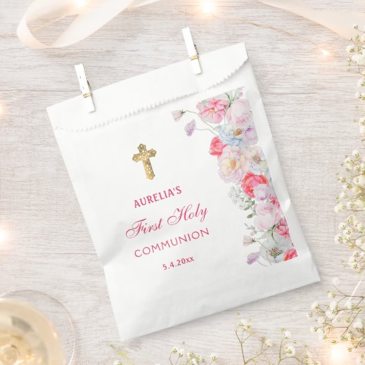 Wasserfarben Blume Erste Kommune Geschenktütchen (Ausgeschnitten)