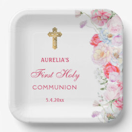 Wasserfarben Blume Erste Kommune Pappteller