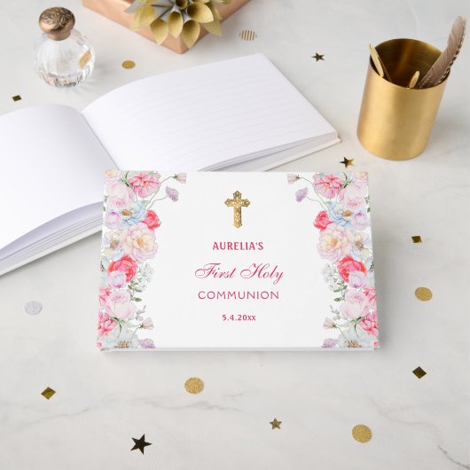 Wasserfarben Blume Erstes Gästebuch (Vorderseite Offen)