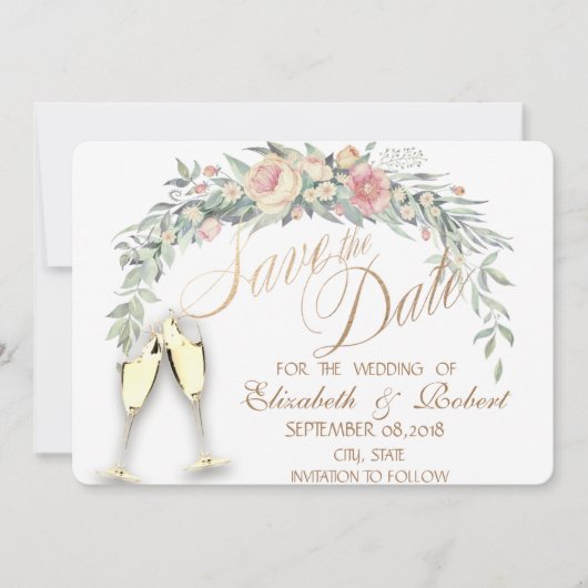 Wasserfarben-Blume, gepunktete Brillen Save the Da Save The Date (Vorderseite)