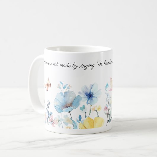Wasserfarben-Blume-Grenze, Zitat für den Kipling-F Kaffeetasse (Vorderseite Links)