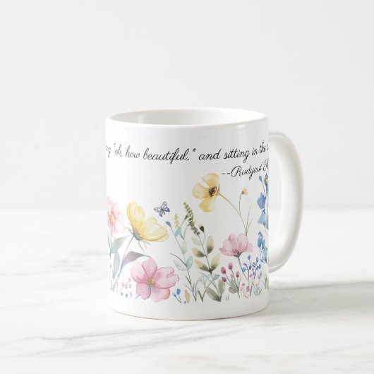 Wasserfarben-Blume-Grenze, Zitat für den Kipling-F Kaffeetasse (VorderseiteRechts)