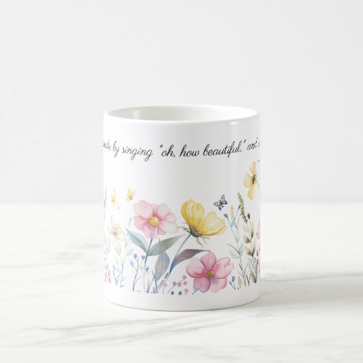 Wasserfarben-Blume-Grenze, Zitat für den Kipling-F Kaffeetasse (Mittel)