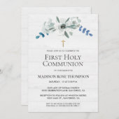 Wasserfarben-Blume kreuzen die digitale 1. Kommune Einladung (Vorne/Hinten)