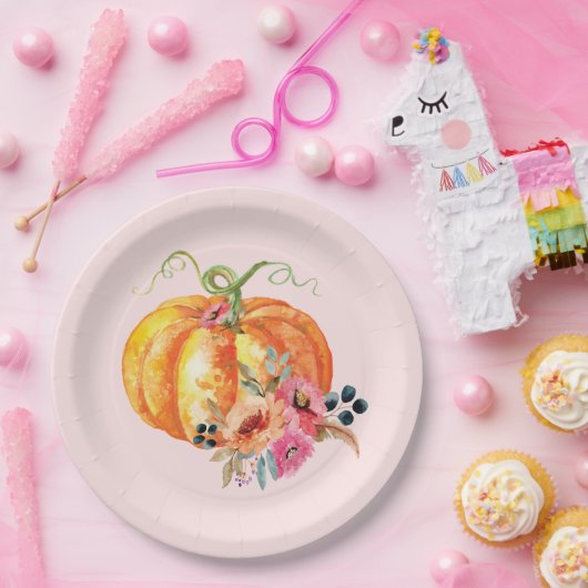 Wasserfarben-Blume Pappteller (Party)