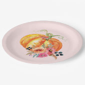 Wasserfarben-Blume Pappteller (Schrägansicht)