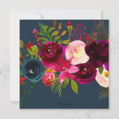 Wasserfarben-Blume rot, Burgund+Marine Ankündigung (Rückseite)