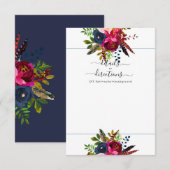 Wasserfarben-Blume rot, Burgund+Marine Ankündigung (Vorne/Hinten)