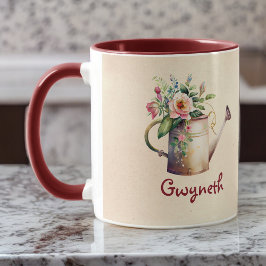Wasserfarben-Blume Wasserkocher mit Namen Tasse