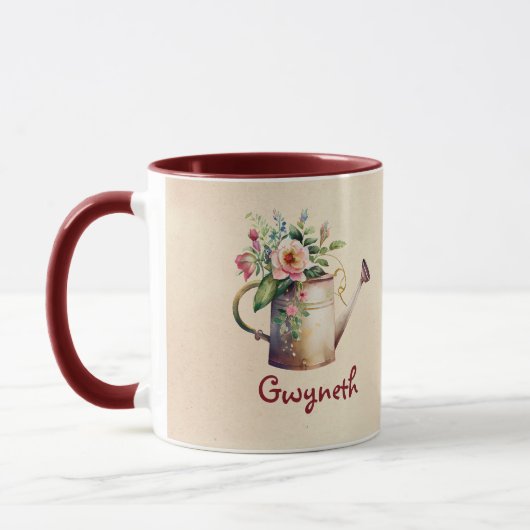 Wasserfarben-Blume Wasserkocher mit Namen Tasse (Links)