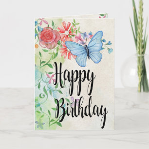 Wasserfarben Blumen Alles Gute zum Geburtstag Karte
