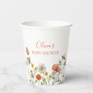 Wasserfarben-Blumen-Babyshower mit Wildblumen-Moti Pappbecher