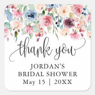 Wasserfarben-Blumen-Dankeschön Quadratischer Aufkleber