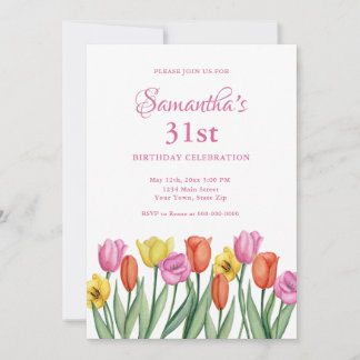 Wasserfarben-Blumen-Einladungen zum 31. Geburtstag Einladung