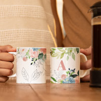 Wasserfarben Blumen elegant pink mit Monogramm