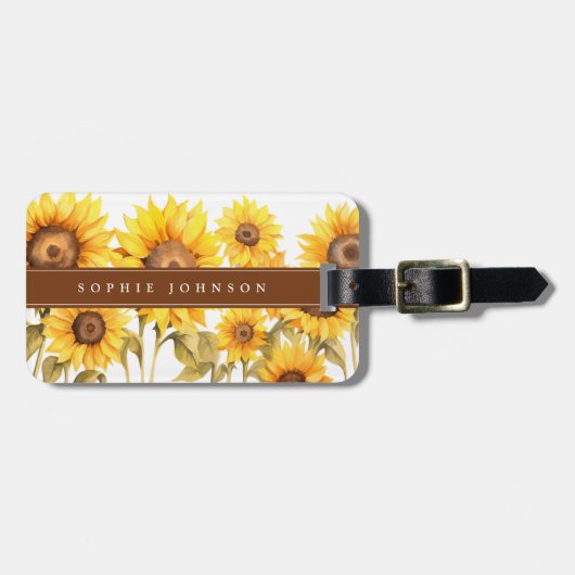 Wasserfarben-Blumen-Gepäckanhänger Gepäckanhänger (Vorderseite horizontal)