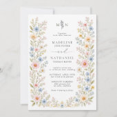 Wasserfarben-Blumen-Hochzeit mit QR-Code Einladung (Vorderseite)