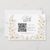 Wasserfarben-Blumen-Hochzeit QR-Code RSVP Karte (Vorderseite)