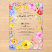 Wasserfarben Blumen Moderner Garten Hochzeit Acryleinladungen (Vorderseite)