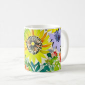 Wasserfarben Blumen Monogrammiert Kaffeetasse (VorderseiteRechts)
